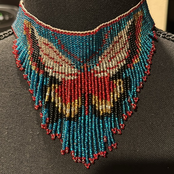 Native Beaded Butterfly Choker handed down. A Ceremonial Garment Piece - Picture 3 of 4